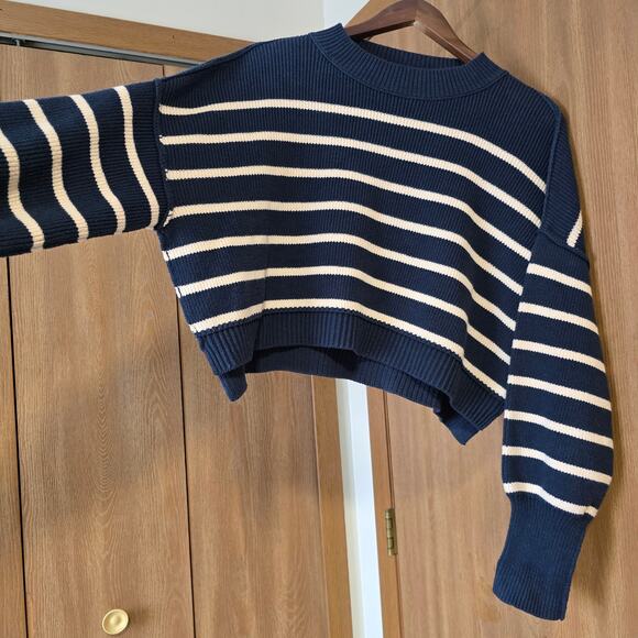 Free People Stripe Easy Street Crop Pullover Sweater - Picture 4 of 10